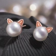  Korean version of the lady lady kitten ear jewelry necklace earrings jewelry set cute imitation pearl earrings