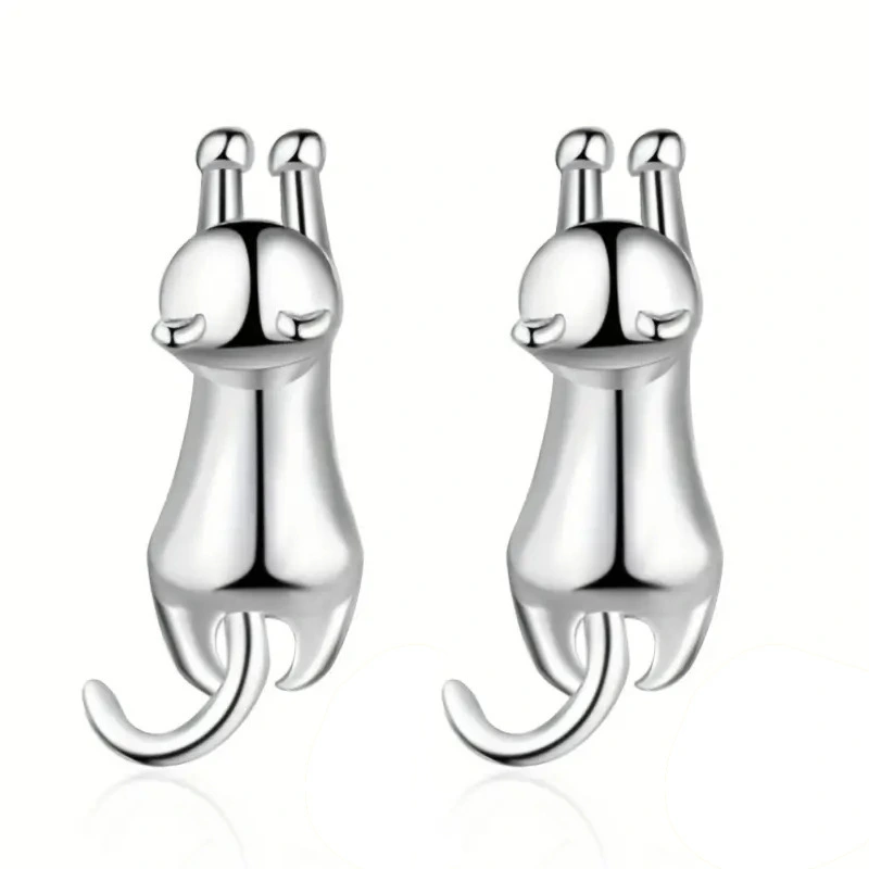 Korean version of the commuter cute cat earrings for women stretching animal earrings fashionable and sweet daily wear