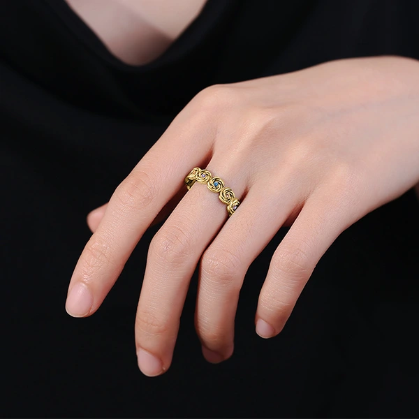  Hong Kong style gentle ethnic style rose flower ring flower opening adjustable jewelry daily matching jewelry