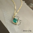  London Garden Square Diamond Necklace Women's Niche Design Emerald Clavicle Chain Super Hot Style