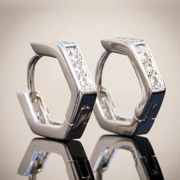  European and American simple hexagonal earrings geometric design zircon ladies jewelry daily matching earrings