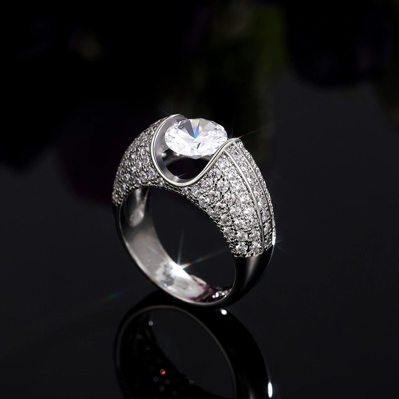 Fashionable new exquisite full-studded zircon engagement ring for women bridal jewelry wholesale