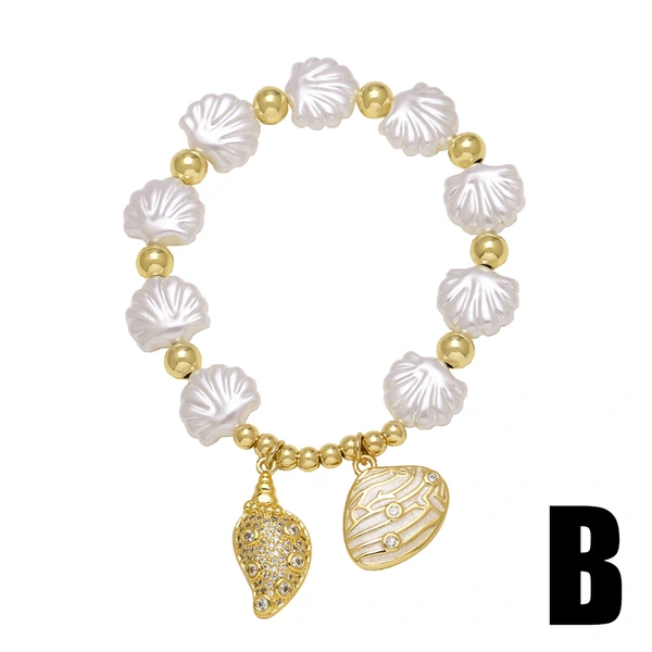 AS jewelry hot selling pearl shell ocean style conch starfish pendant bracelet brf68