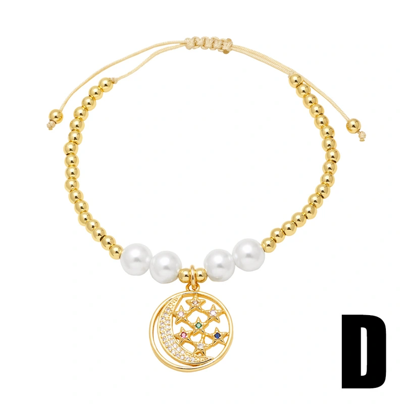 AS jewelry Europe and the United States hot selling pearl bracelet female gold-plated zircon starfish moon pendant bracelet brf67