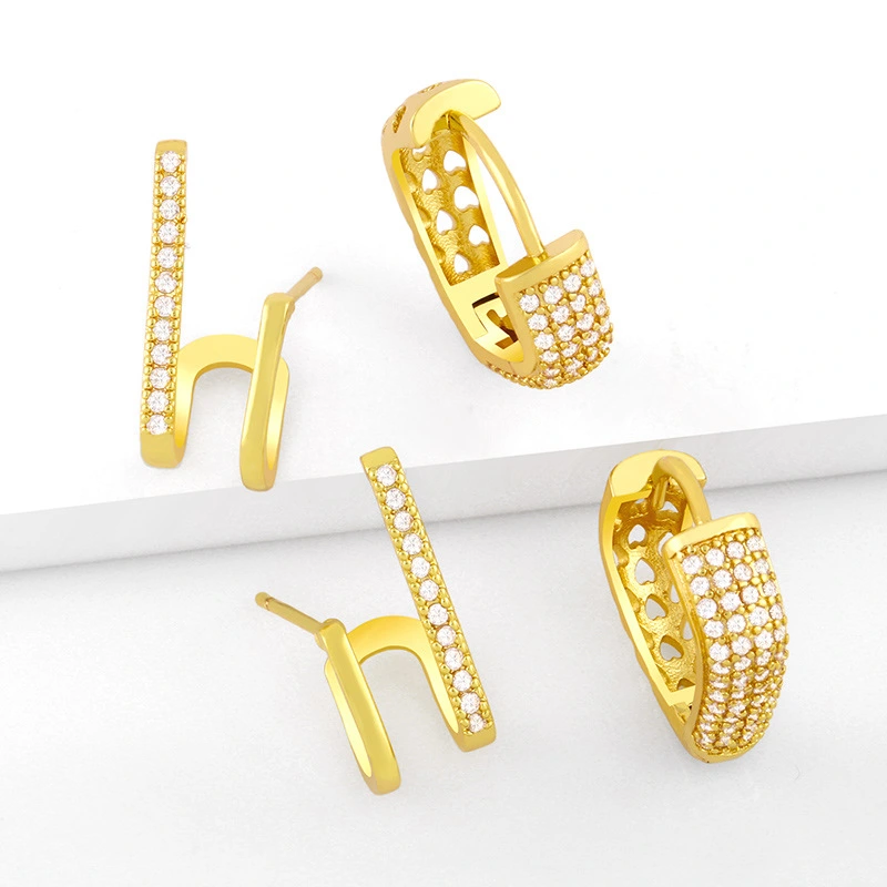 South Korea's Dongdaemun new trend half ear clip earrings personality temperament niche design diamond earrings female erx05