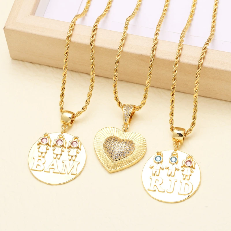AS jewelry European and American fashion boy and girl love pendant necklace gold-plated zircon sweater chain nkb158