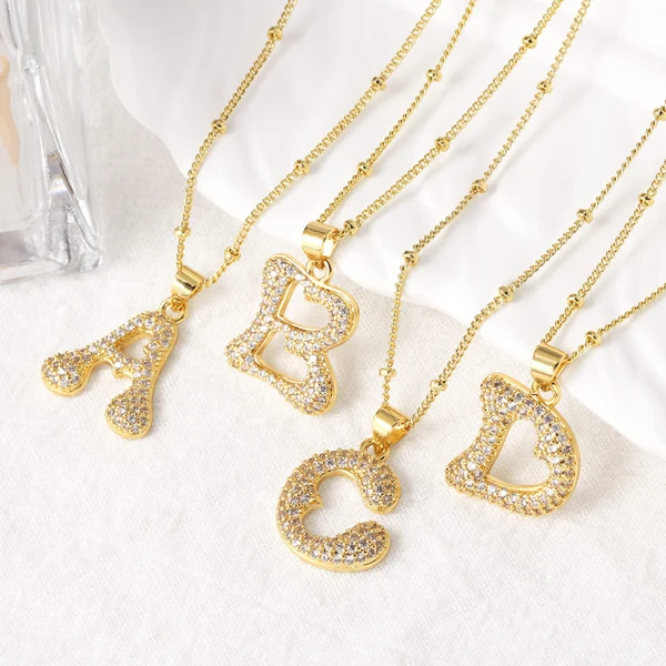 AS jewelry European and American new 26 English letters pendant necklace copper plated 18k gold clavicle chain nkb327