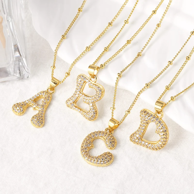 AS jewelry European and American new 26 English letters pendant necklace copper plated 18k gold clavicle chain nkb327