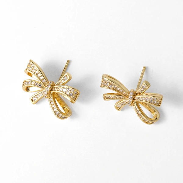 AS jewelry studs hot selling bow earrings women's gold-plated zircon earrings era239
