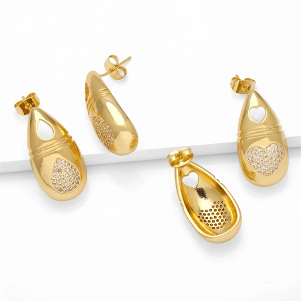 European and American fashion love water drop earrings niche light luxury inlaid zircon gold-plated earrings wholesale erw21