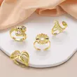 AS jewelry European and American love open ring female copper plated 18k gold heart-shaped zircon flower ring rih10