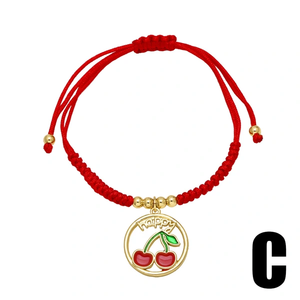 AS jewelry new fruit strawberry pendant red rope braided bracelet brj53 bracelet