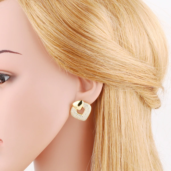 AS jewelry studs hot selling love full zircon earrings female copper plated real gold earrings era038