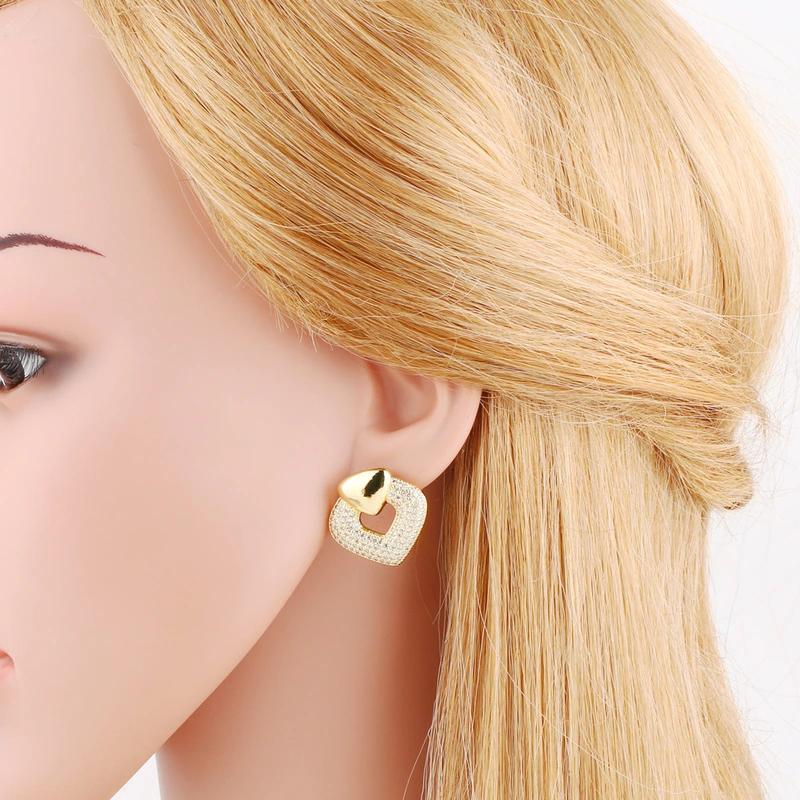 AS jewelry studs hot selling love full zircon earrings female copper plated real gold earrings era038