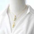 Jewelry European and American two-color couple dance pendant necklace glossy gold-plated clavicle chain nkz67 necklace
