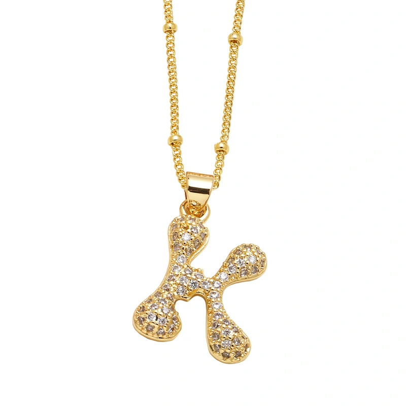 AS jewelry European and American new 26 English letters pendant necklace copper plated 18k gold clavicle chain nkb327