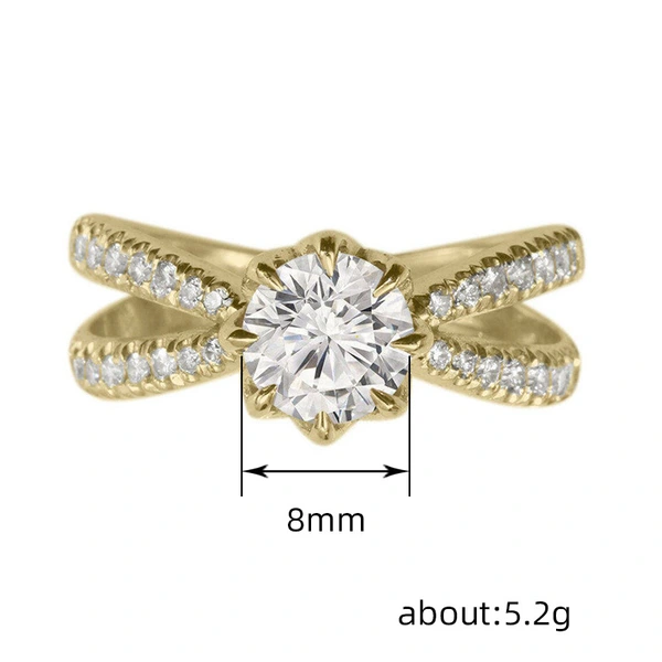 New fashion eight-heart eight-heart zircon ring women's double row hollow engagement ring classic eight-claw female ring