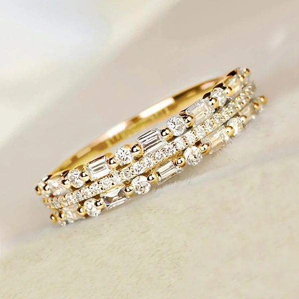 Korean style super shiny multi-layer ring Pinxixi new three-layer thin circle line designer style jewelry