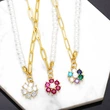 Clearance European and American street sweet cool style splicing pearl flower necklace female temperament necklace clavicle chain nkb619
