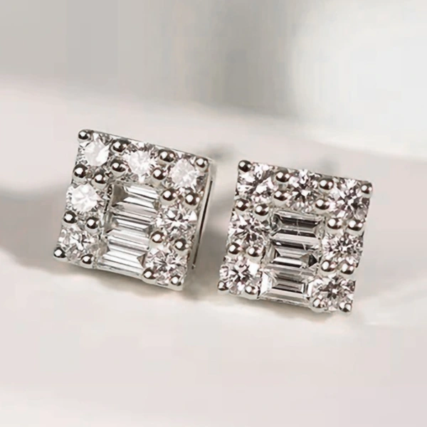  European and American simple exquisite earrings daily matching geometric earrings micro-inlaid zircon ladies earrings