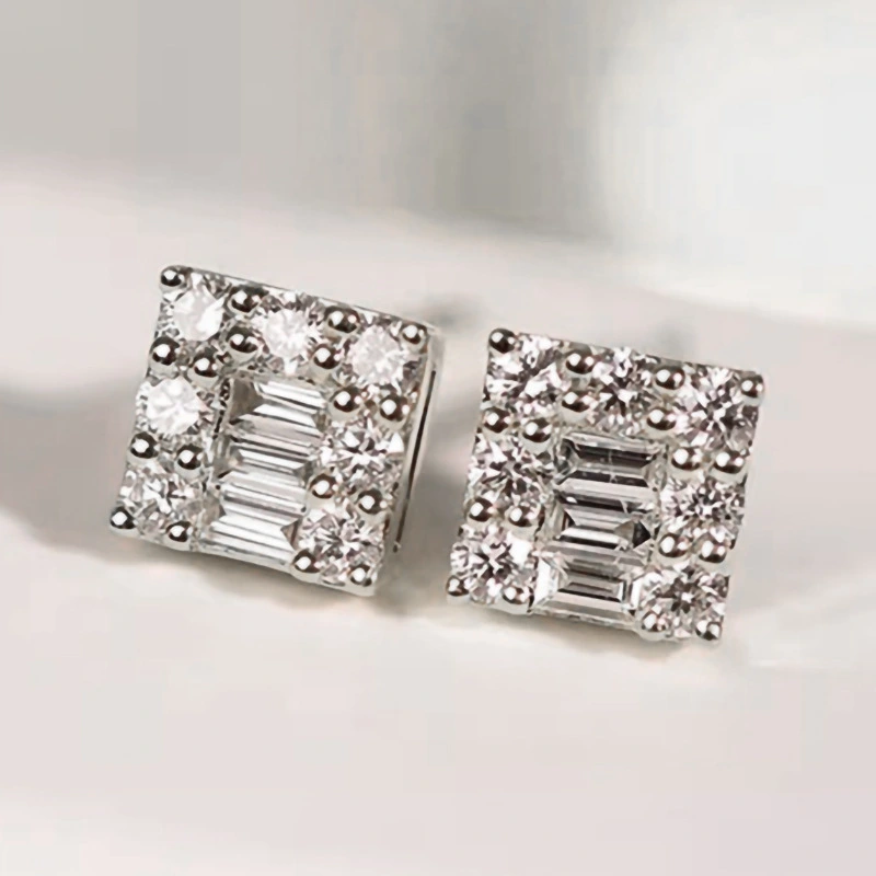  European and American simple exquisite earrings daily matching geometric earrings micro-inlaid zircon ladies earrings