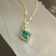  London Garden Square Diamond Necklace Women's Niche Design Emerald Clavicle Chain Super Hot Style