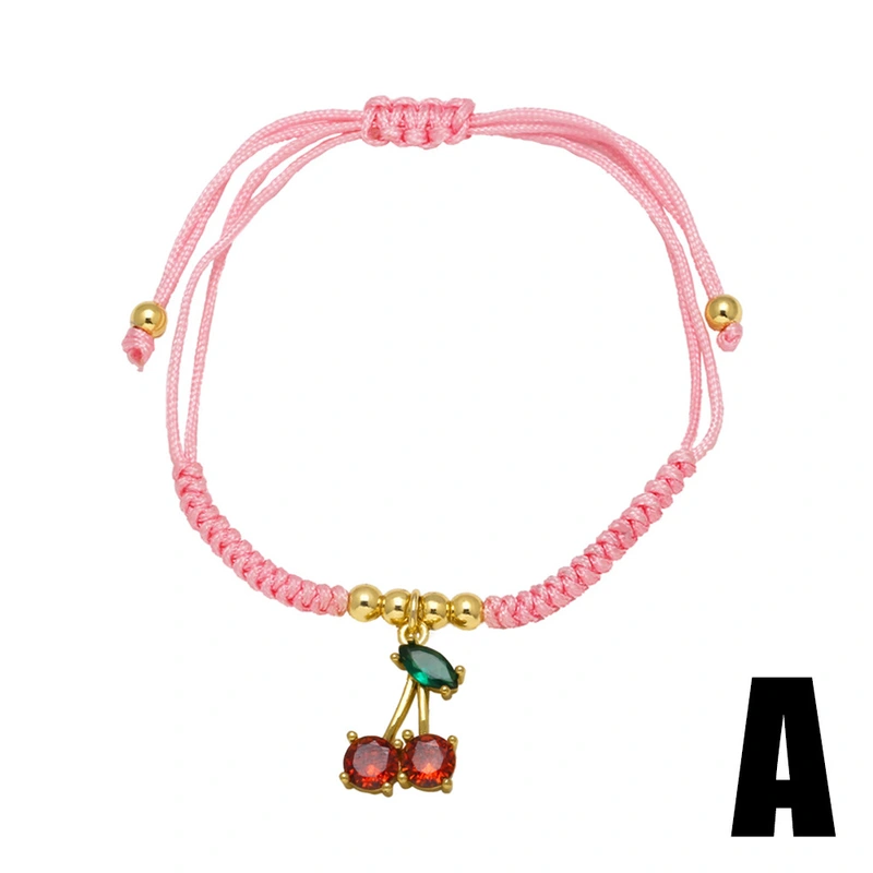 AS jewelry popular fruit cherry pendant bracelet female woven adjustable hand rope brd94