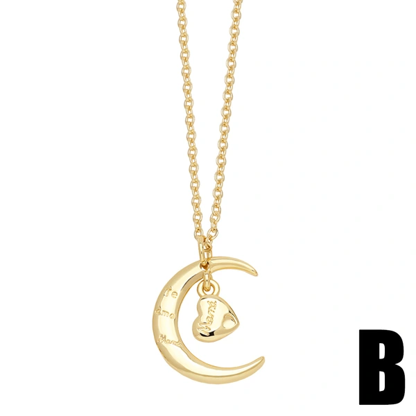 European and American fashion simple moon heart necklace female trendy temperament small fresh bird pendant clavicle chain nkn80