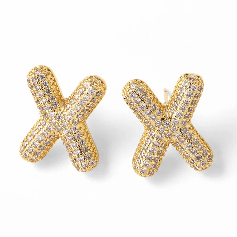 AS jewelry hot selling 26 English letters earrings gold-plated full zircon earrings female era009