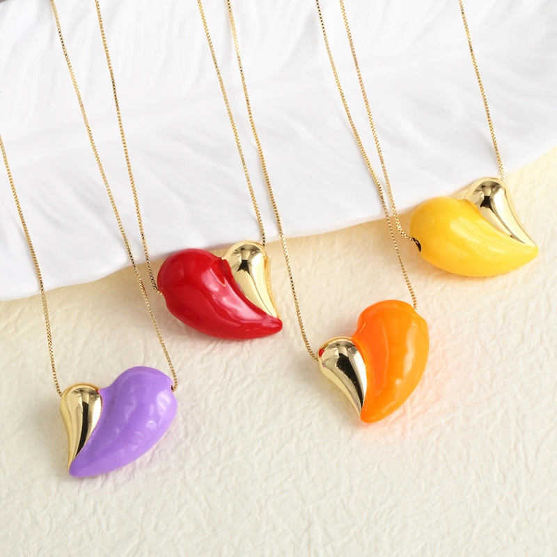 AS jewelry new European and American two-color oil drop love heart necklace clavicle chain nks39 necklace