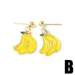 AS jewelry hot style oil dripping copper plated real gold fruit banana grape earrings female erv90