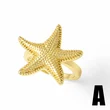 AS jewelry new hot selling starfish shell open ring female copper plated 18k gold shark ring rih59