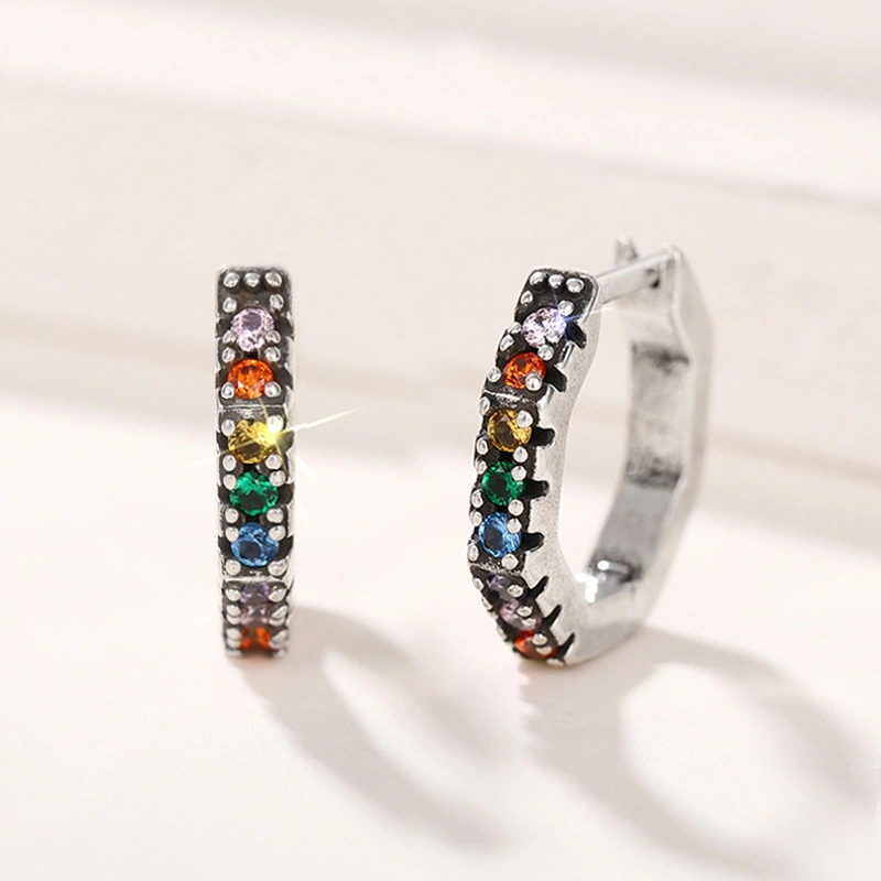 European and American style new sweet cool earrings for women with hexagonal geometric design accessories niche internet celebrity personality style