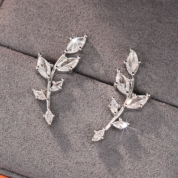  Manufacturers wholesale wheat ear earrings for women, personalized daily matching accessories inlaid with zircon leaf jewelry