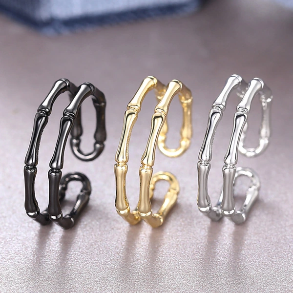  Fashion personality bamboo adjustable ring simple popular plain ring female super popular European and Korean jewelry
