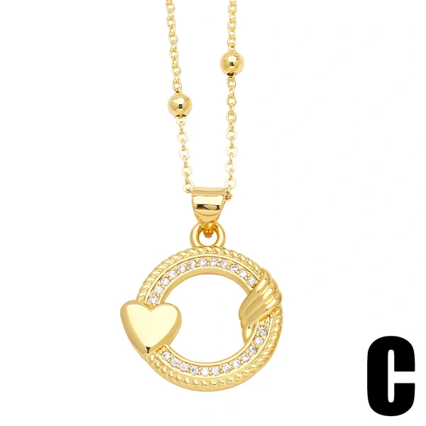 Hot selling zircon inlaid heart necklace for women temperament versatile clavicle necklace jewelry wholesale nkb866