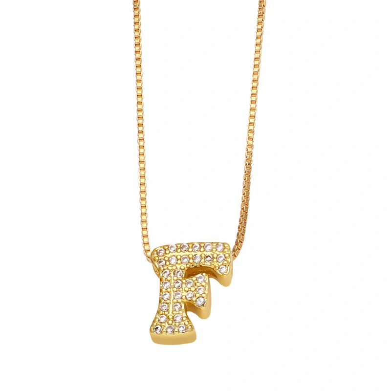 AS jewelry new arrival 26 English letters necklace gold-plated zircon inlaid hip-hop clavicle chain nkw61