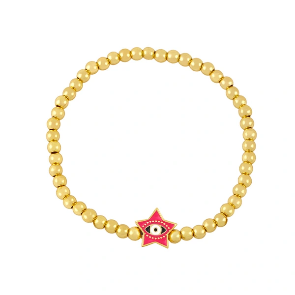 Clearance Five-pointed Star Devil's Eye Beaded Bracelet Women's European and American Simple Gold Bead Elastic Bracelet bre74