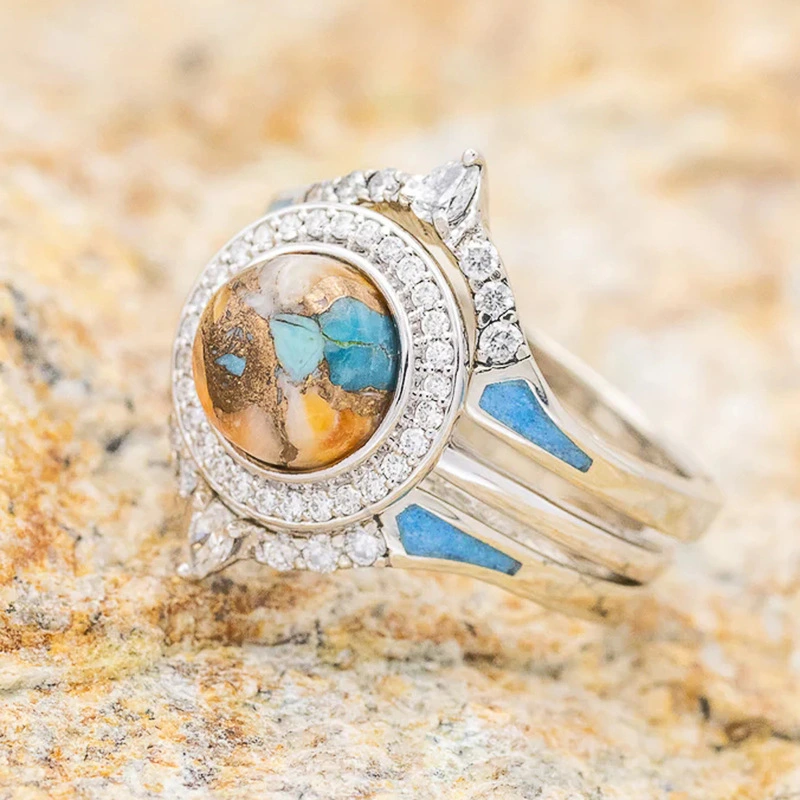  Direct sales from European and American manufacturers, hot selling vintage imitation turquoise index finger rings.