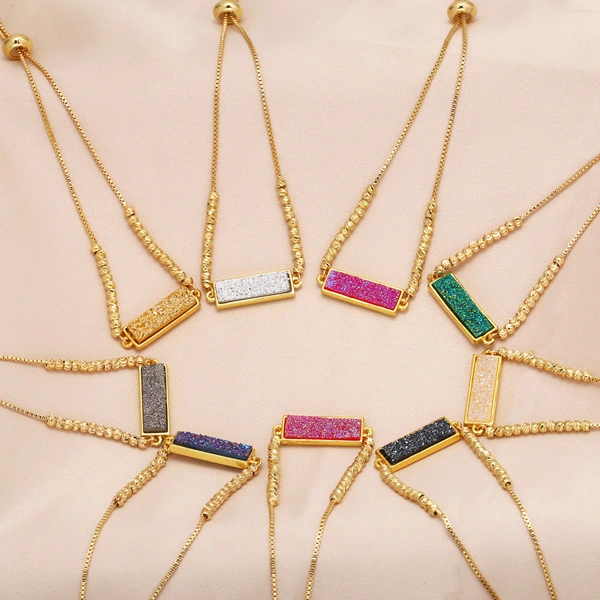 Jewelry colorful long bracelet European and American simple copper plated 18k gold bracelet hand jewelry wholesale brd23