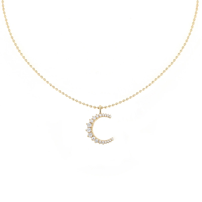  Niche simple small moon necklace light luxury high-end retro moon pendant temperament girlfriend necklace female