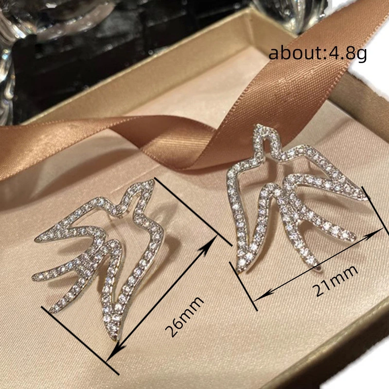  Fashionable imitation animal earrings swallow temperament design earrings atmospheric high-end full-studded female earrings