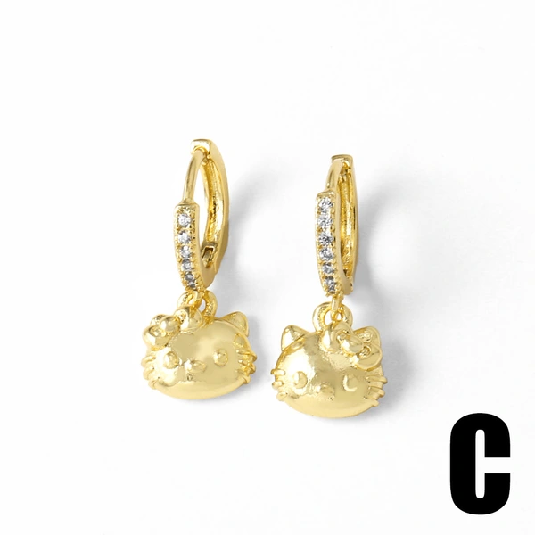 AS jewelry hot selling water drop heart pendant earrings female gold-plated zircon kitten earrings era266