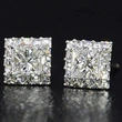 European and American classic square full diamond earrings hip hop super flash micro inlaid zircon unisex earrings