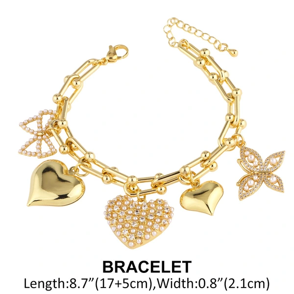 Clearance jewelry Europe and the United States hot selling love pearl butterfly pendant gold-plated necklace bracelet set female nka042