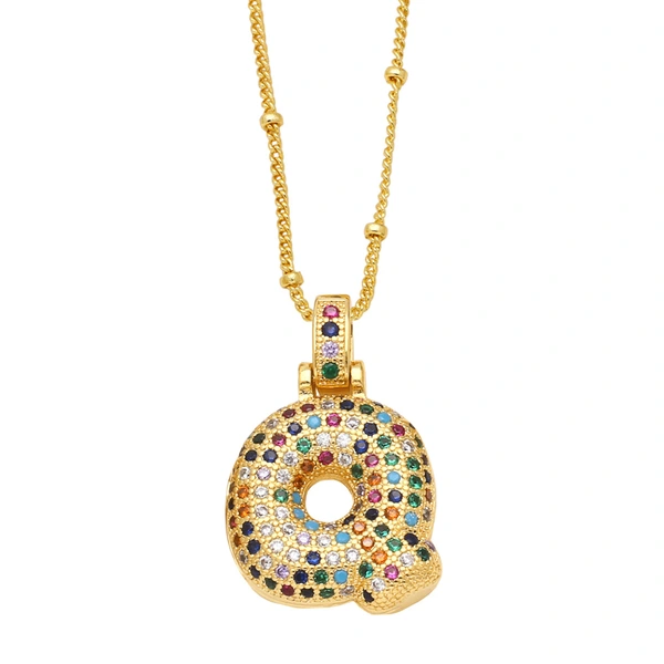 AS jewelry new color 26 English letters pendant necklace female inlaid zircon clavicle chain nkb031