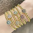Clearance 18K gold plated colored zircon smiley round bead bracelet for women European and American niche design bracelet brg87