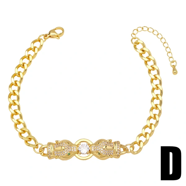 European and American personality exaggerated high-end leopard head bracelet female Internet celebrity punk hip-hop Cuban chain handcuffs bracelet brh48