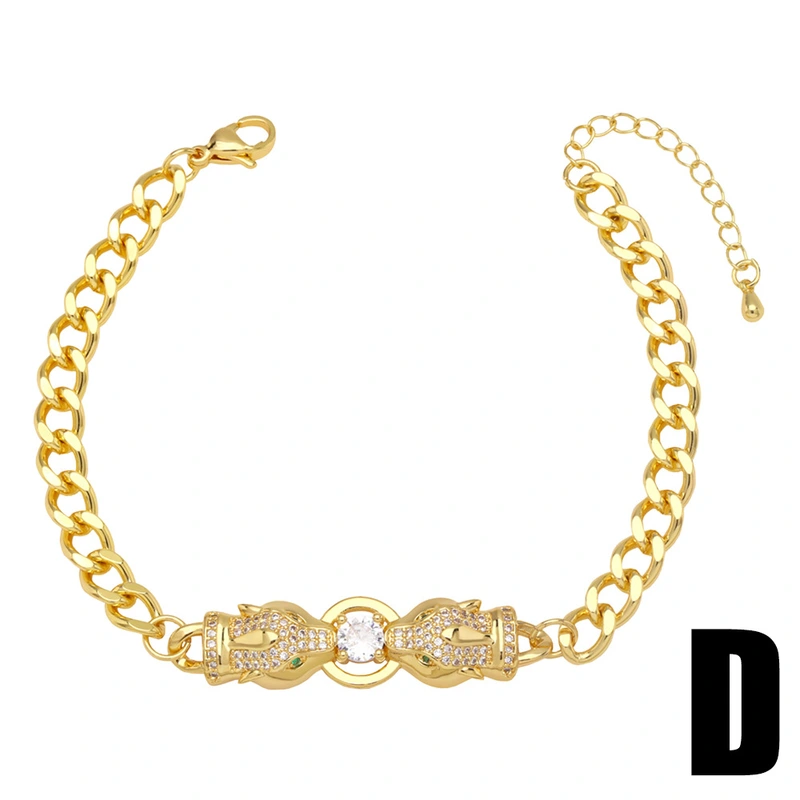 European and American personality exaggerated high-end leopard head bracelet female Internet celebrity punk hip-hop Cuban chain handcuffs bracelet brh48