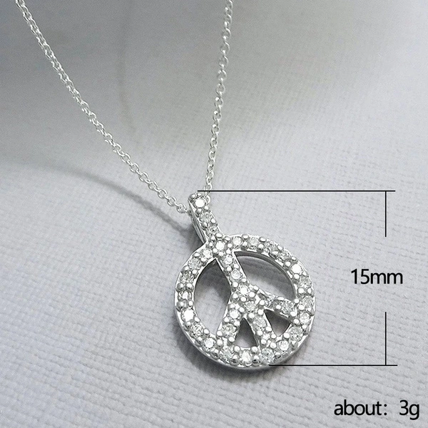 Live broadcast of the new simple personality anti-war peace symbol necklace diamond hollow clavicle chain wholesale